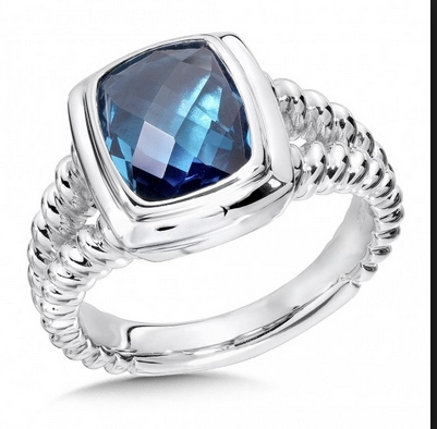 Blue Square Topaz Ring