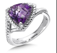 Amethyst Triangle Silver Ring